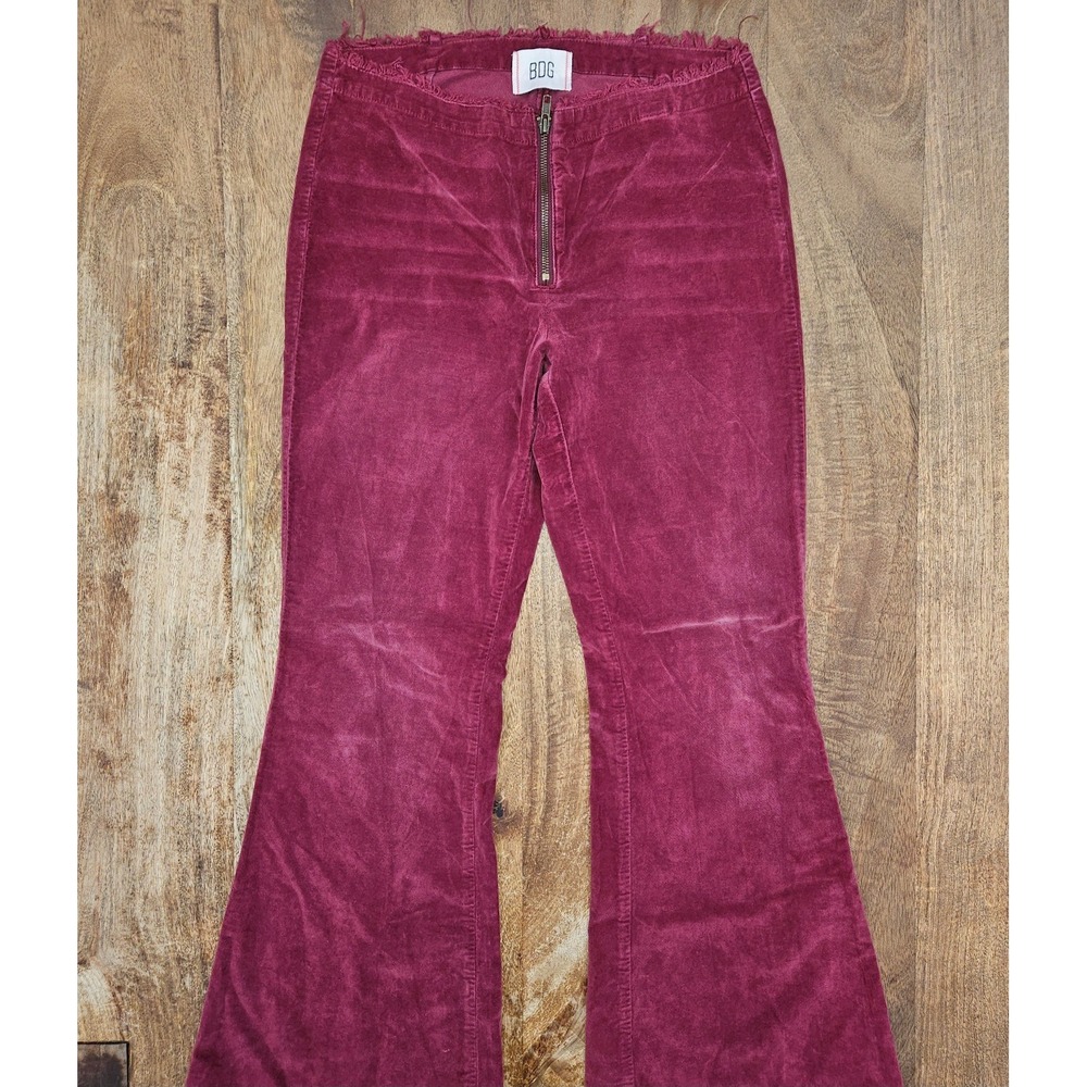 BDG Urban Outfitters Iona Flare Pants Womens 30 Burgundy Velvet Low Waist Boho